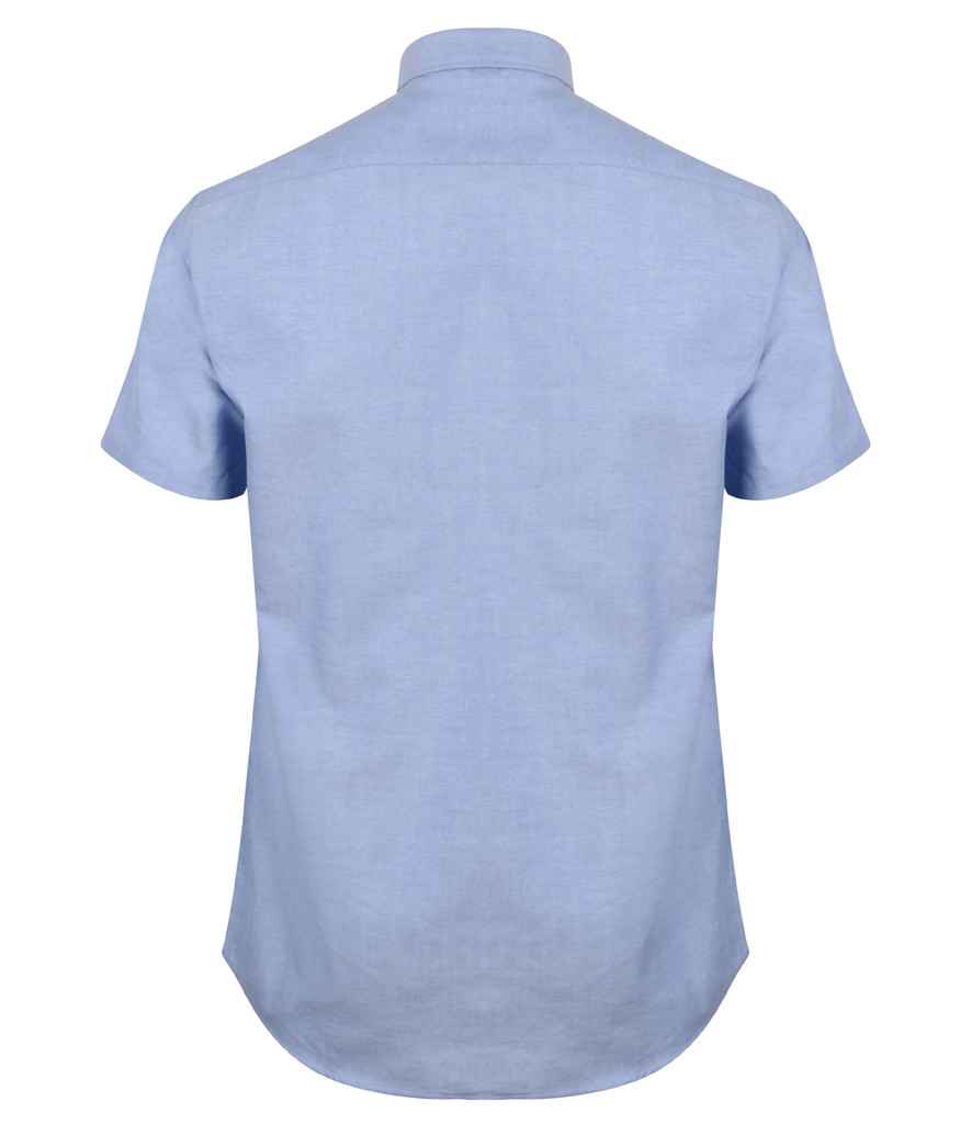 Henbury Modern Short Sleeve Regular Fit Oxford Shirt in by Henbury — Custom branded clothing by Print Press, featuring premium embroidery produced in our specialist print lab in the UK.