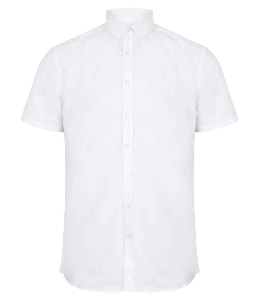 Henbury Modern Short Sleeve Regular Fit Oxford Shirt in by Henbury — Custom branded clothing by Print Press, featuring premium embroidery produced in our specialist print lab in the UK.