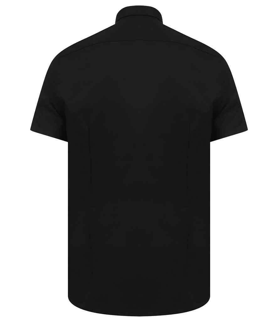 Henbury Modern Short Sleeve Slim Fit Oxford Shirt in by Henbury — Custom branded clothing by Print Press, featuring premium embroidery produced in our specialist print lab in the UK.
