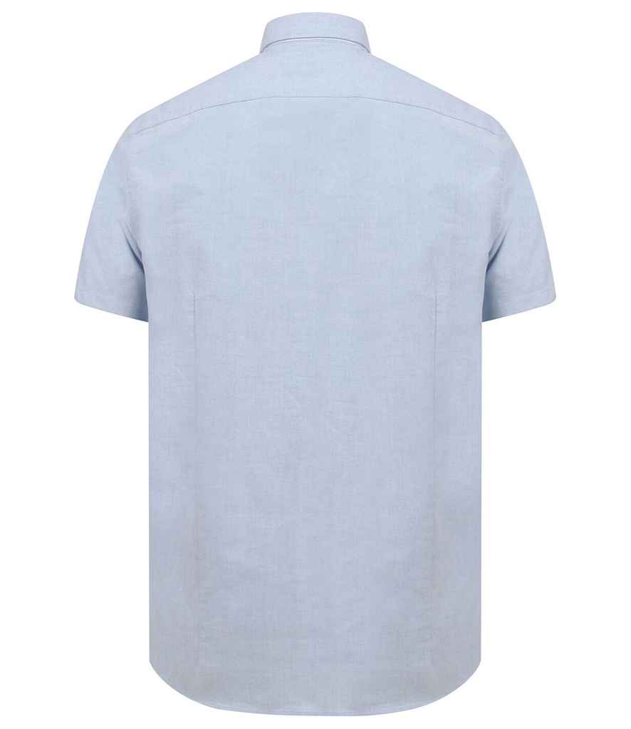 Henbury Modern Short Sleeve Slim Fit Oxford Shirt in by Henbury — Custom branded clothing by Print Press, featuring premium embroidery produced in our specialist print lab in the UK.