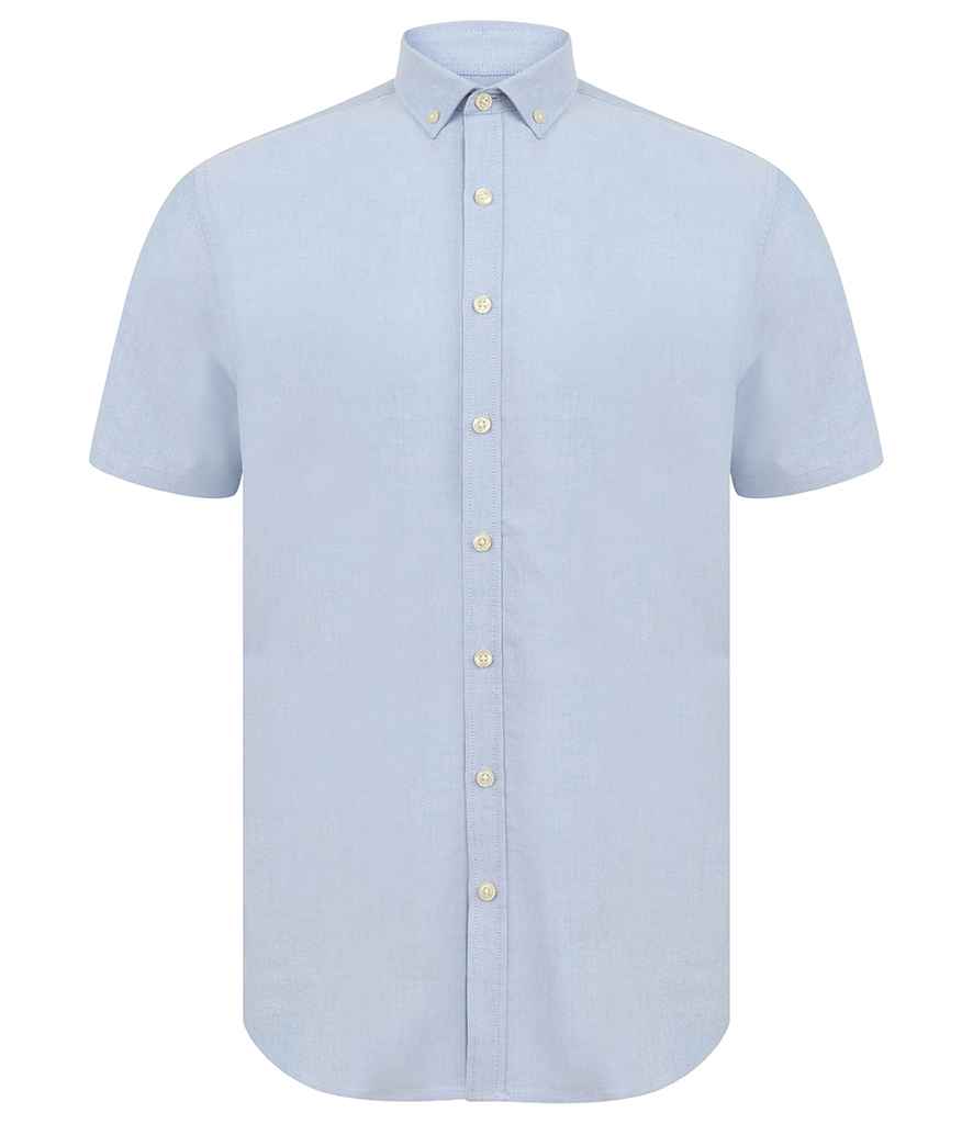 Henbury Modern Short Sleeve Slim Fit Oxford Shirt in by Henbury — Custom branded clothing by Print Press, featuring premium embroidery produced in our specialist print lab in the UK.