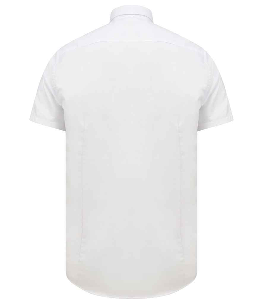 Henbury Modern Short Sleeve Slim Fit Oxford Shirt in by Henbury — Custom branded clothing by Print Press, featuring premium embroidery produced in our specialist print lab in the UK.