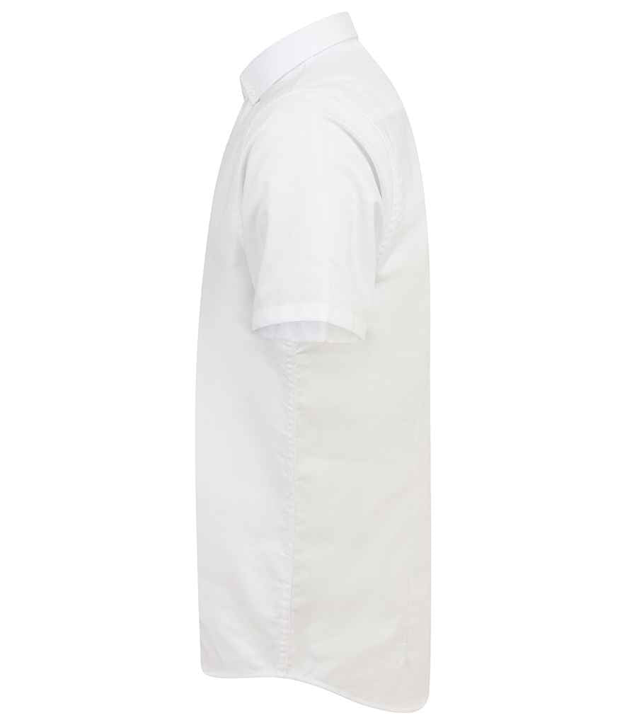 Henbury Modern Short Sleeve Slim Fit Oxford Shirt in by Henbury — Custom branded clothing by Print Press, featuring premium embroidery produced in our specialist print lab in the UK.