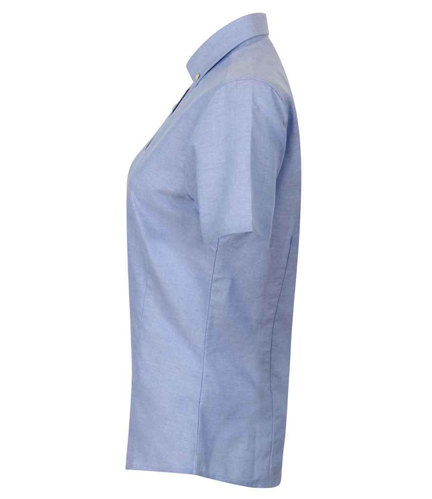Henbury Ladies Modern Short Sleeve Regular Fit Oxford Shirt in by Henbury — Custom branded clothing by Print Press, featuring premium embroidery produced in our specialist print lab in the UK.
