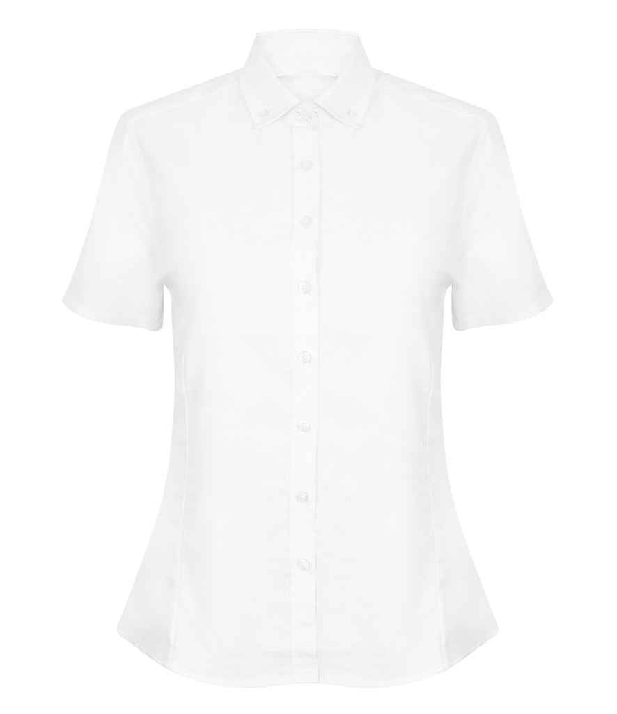 Henbury Ladies Modern Short Sleeve Regular Fit Oxford Shirt in by Henbury — Custom branded clothing by Print Press, featuring premium embroidery produced in our specialist print lab in the UK.