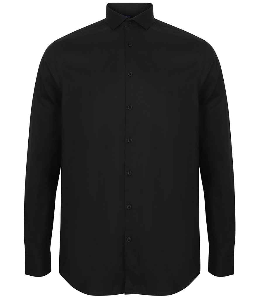 Henbury Long Sleeve Stretch Poplin Shirt in by Henbury — Custom branded clothing by Print Press, featuring premium embroidery produced in our specialist print lab in the UK.