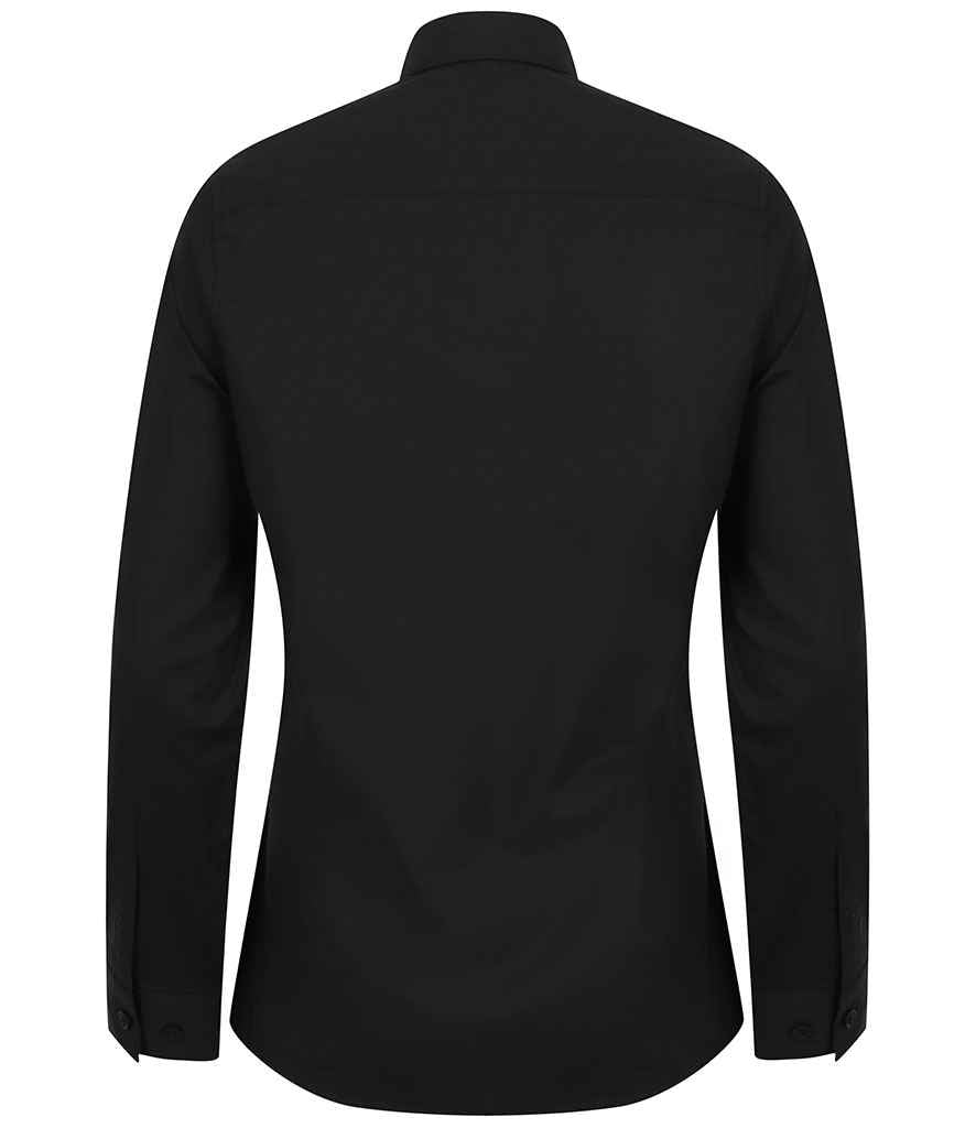 Henbury Ladies Long Sleeve Stretch Poplin Shirt in by Henbury — Custom branded clothing by Print Press, featuring premium embroidery produced in our specialist print lab in the UK.