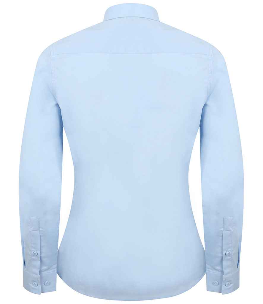 Henbury Ladies Long Sleeve Stretch Poplin Shirt in by Henbury — Custom branded clothing by Print Press, featuring premium embroidery produced in our specialist print lab in the UK.