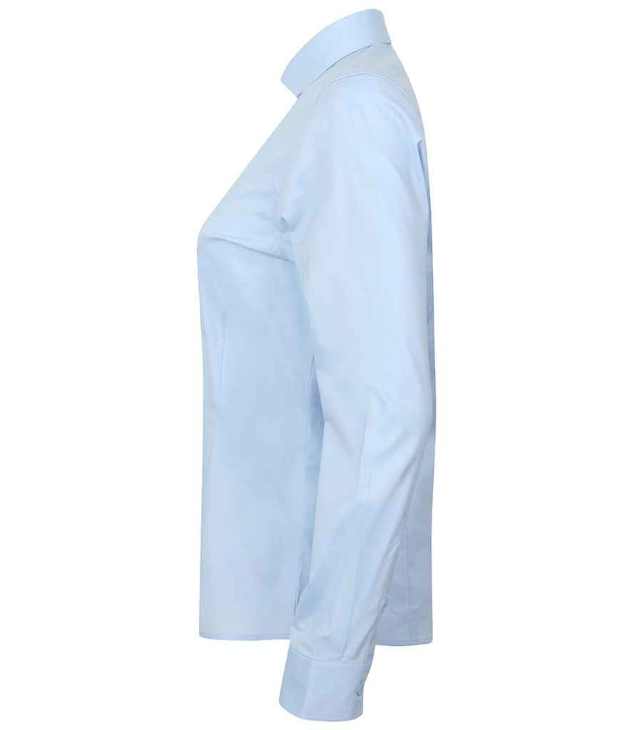 Henbury Ladies Long Sleeve Stretch Poplin Shirt in by Henbury — Custom branded clothing by Print Press, featuring premium embroidery produced in our specialist print lab in the UK.