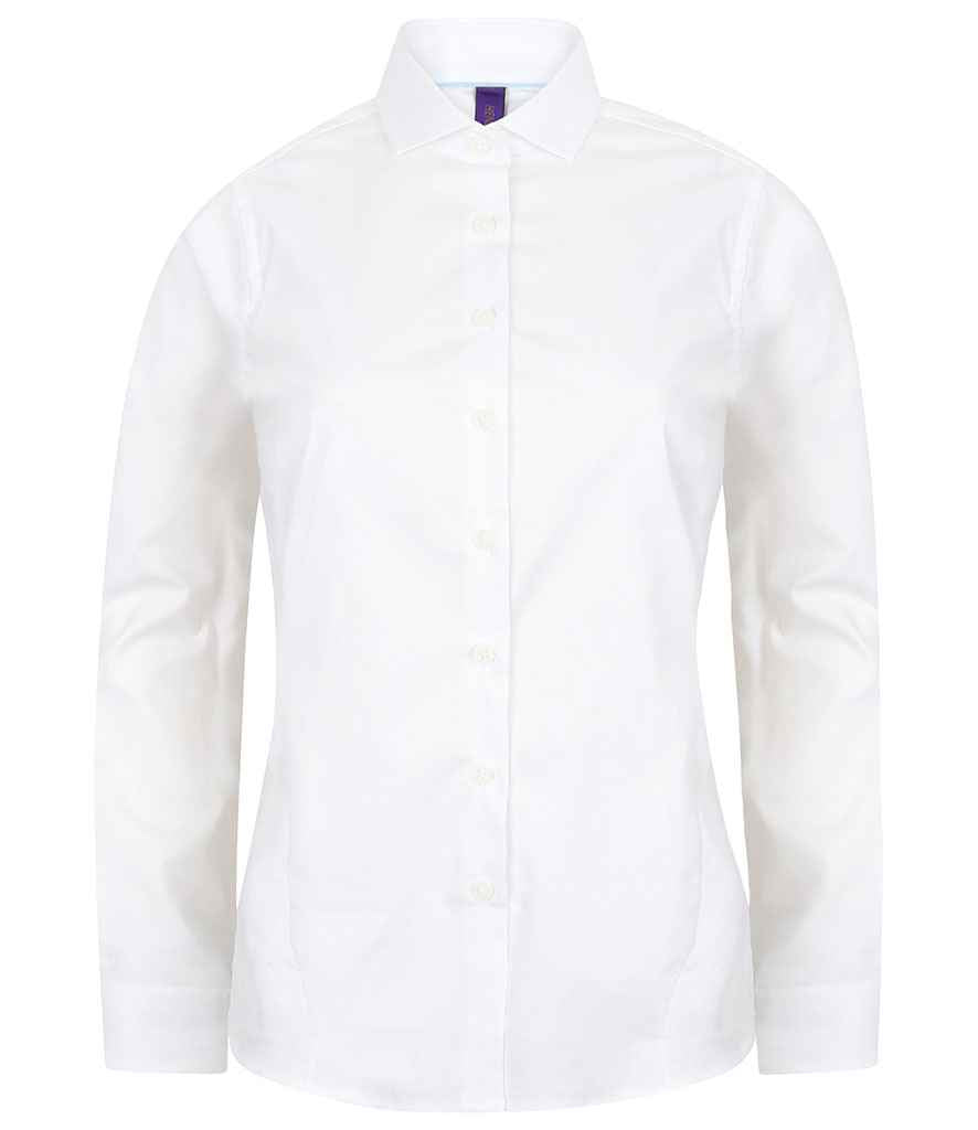Henbury Ladies Long Sleeve Stretch Poplin Shirt in by Henbury — Custom branded clothing by Print Press, featuring premium embroidery produced in our specialist print lab in the UK.