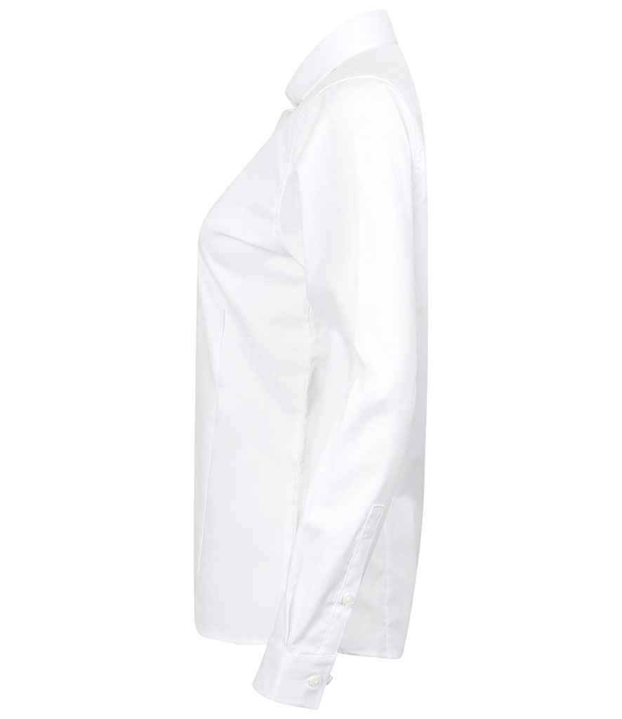 Henbury Ladies Long Sleeve Stretch Poplin Shirt in by Henbury — Custom branded clothing by Print Press, featuring premium embroidery produced in our specialist print lab in the UK.