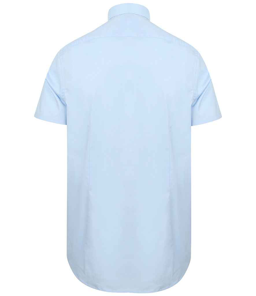 Henbury Short Sleeve Stretch Poplin Shirt in by Henbury — Custom branded clothing by Print Press, featuring premium embroidery produced in our specialist print lab in the UK.