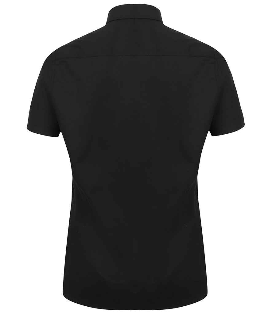 Henbury Ladies Short Sleeve Stretch Poplin Shirt in by Henbury — Custom branded clothing by Print Press, featuring premium embroidery produced in our specialist print lab in the UK.