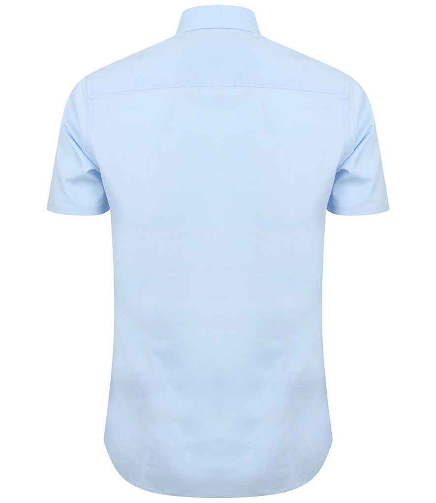 Henbury Ladies Short Sleeve Stretch Poplin Shirt in by Henbury — Custom branded clothing by Print Press, featuring premium embroidery produced in our specialist print lab in the UK.