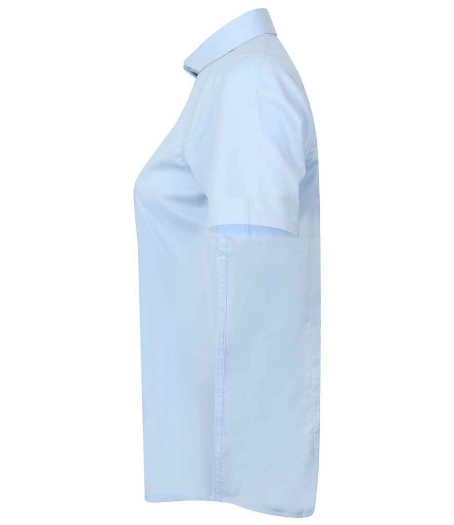 Henbury Ladies Short Sleeve Stretch Poplin Shirt in by Henbury — Custom branded clothing by Print Press, featuring premium embroidery produced in our specialist print lab in the UK.