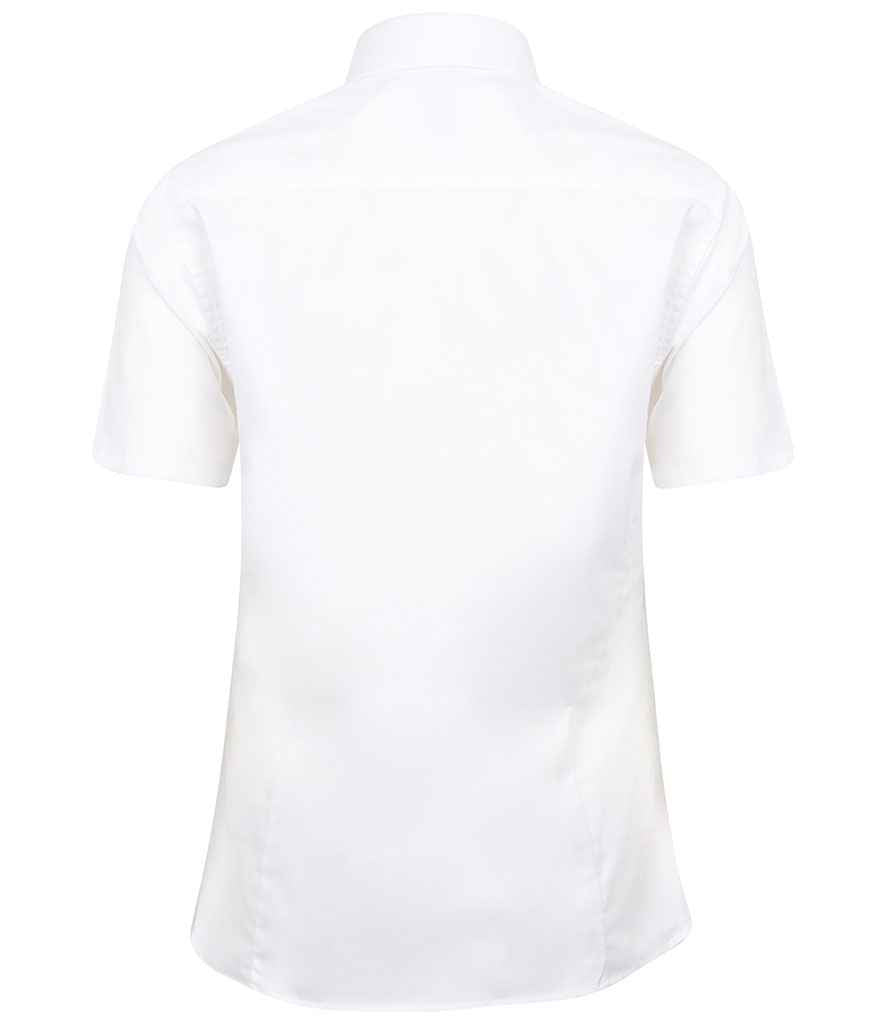 Henbury Ladies Short Sleeve Stretch Poplin Shirt in by Henbury — Custom branded clothing by Print Press, featuring premium embroidery produced in our specialist print lab in the UK.
