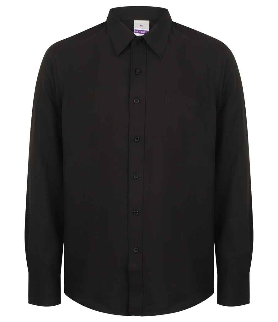 Henbury Long Sleeve Wicking Shirt in Black by Henbury — Custom branded clothing by Print Press, featuring premium embroidery produced in our specialist print lab in the UK.