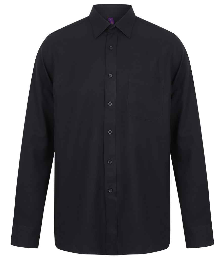 Henbury Long Sleeve Wicking Shirt in Navy by Henbury — Custom branded clothing by Print Press, featuring premium embroidery produced in our specialist print lab in the UK.
