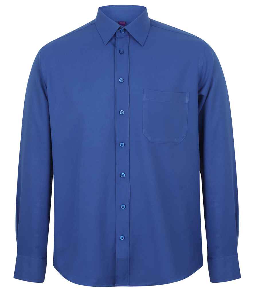 Henbury Long Sleeve Wicking Shirt in Royal Blue by Henbury — Custom branded clothing by Print Press, featuring premium embroidery produced in our specialist print lab in the UK.