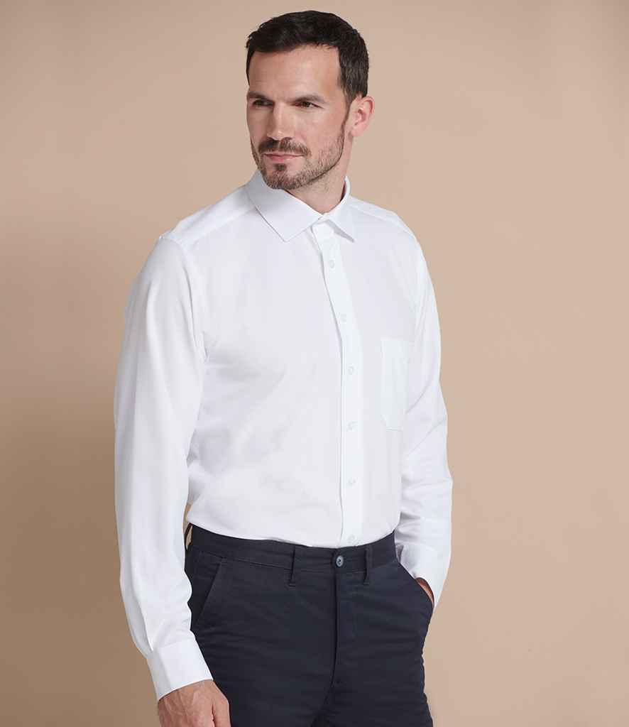 Henbury Long Sleeve Wicking Shirt in White by Henbury — Custom branded clothing by Print Press, featuring premium embroidery produced in our specialist print lab in the UK.