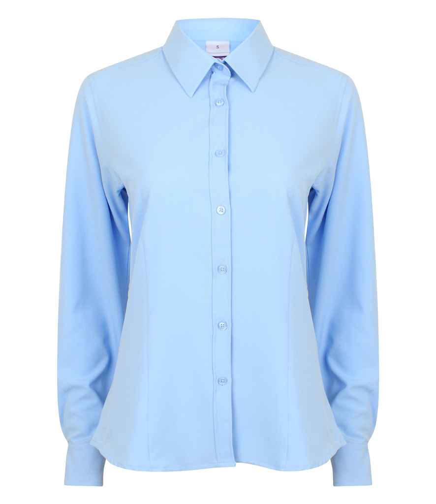 Henbury Ladies Long Sleeve Wicking Shirt in Light Blue by Henbury — Custom branded clothing by Print Press, featuring premium embroidery produced in our specialist print lab in the UK.
