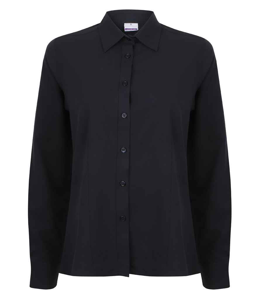 Henbury Ladies Long Sleeve Wicking Shirt in Navy by Henbury — Custom branded clothing by Print Press, featuring premium embroidery produced in our specialist print lab in the UK.
