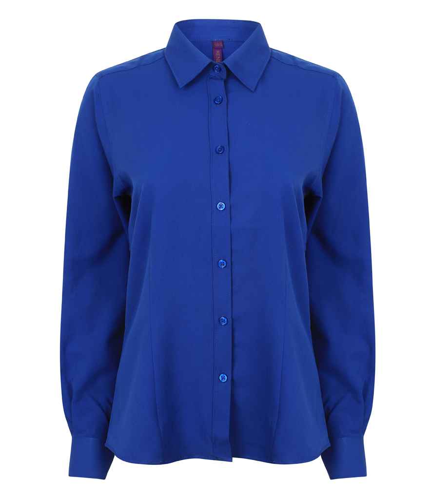 Henbury Ladies Long Sleeve Wicking Shirt in Royal Blue by Henbury — Custom branded clothing by Print Press, featuring premium embroidery produced in our specialist print lab in the UK.