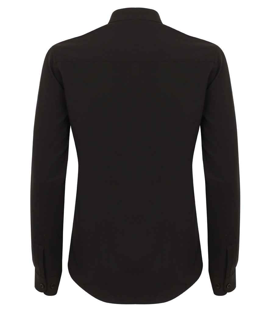 Henbury Ladies Mandarin Roll Sleeve Anti-Bac Wicking Shirt in by Henbury — Custom branded clothing by Print Press, featuring premium embroidery produced in our specialist print lab in the UK.