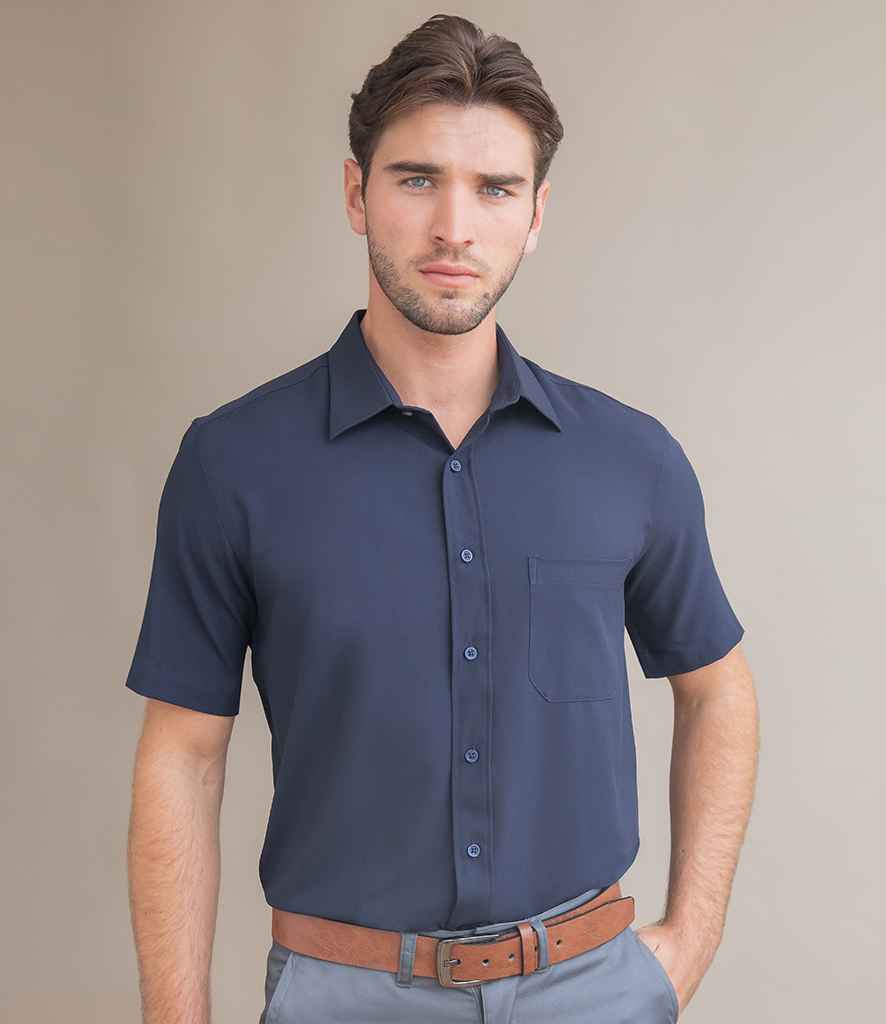 Henbury Short Sleeve Wicking Shirt in Navy by Henbury — Custom branded clothing by Print Press, featuring premium embroidery produced in our specialist print lab in the UK.