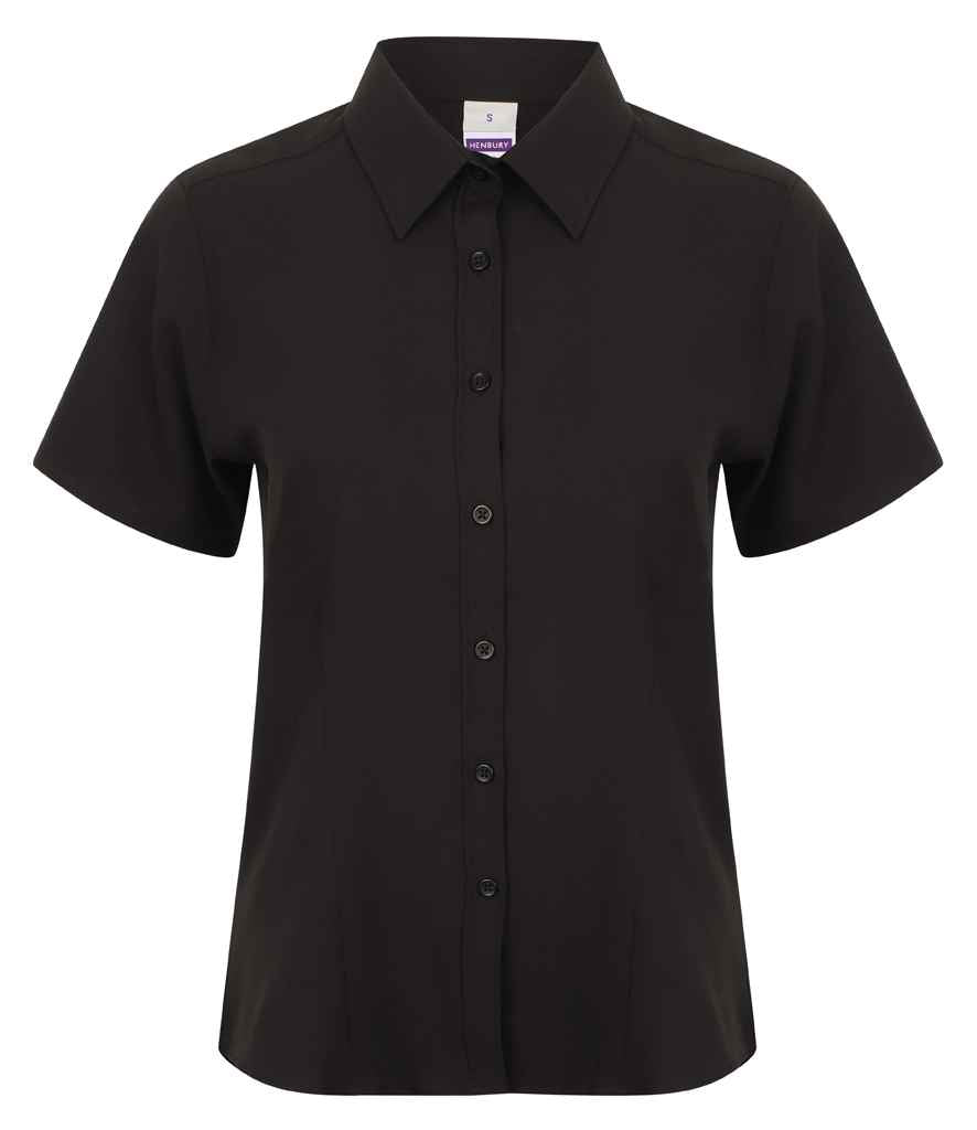 Henbury Ladies Short Sleeve Wicking Shirt in Black by Henbury — Custom branded clothing by Print Press, featuring premium embroidery produced in our specialist print lab in the UK.
