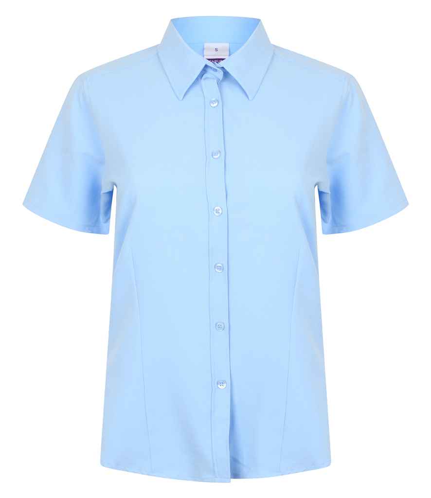 Henbury Ladies Short Sleeve Wicking Shirt in Light Blue by Henbury — Custom branded clothing by Print Press, featuring premium embroidery produced in our specialist print lab in the UK.