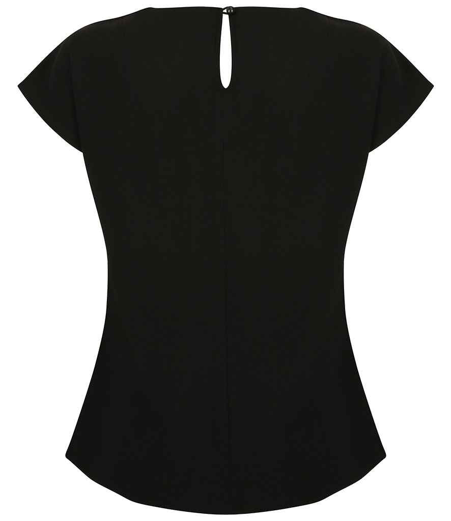 Henbury Ladies Pleat Front Short Sleeve Blouse in by Henbury — Custom branded clothing by Print Press, featuring premium embroidery produced in our specialist print lab in the UK.