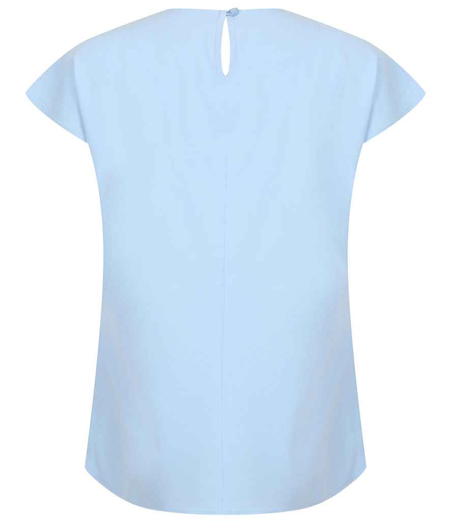 Henbury Ladies Pleat Front Short Sleeve Blouse in by Henbury — Custom branded clothing by Print Press, featuring premium embroidery produced in our specialist print lab in the UK.