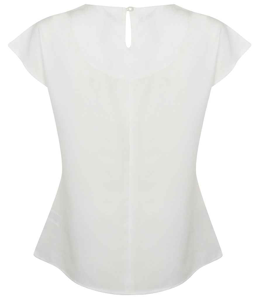 Henbury Ladies Pleat Front Short Sleeve Blouse in by Henbury — Custom branded clothing by Print Press, featuring premium embroidery produced in our specialist print lab in the UK.