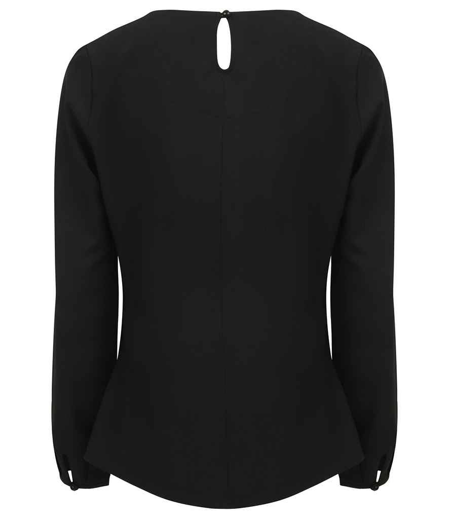Henbury Ladies Pleat Front Long Sleeve Blouse in by Henbury — Custom branded clothing by Print Press, featuring premium embroidery produced in our specialist print lab in the UK.