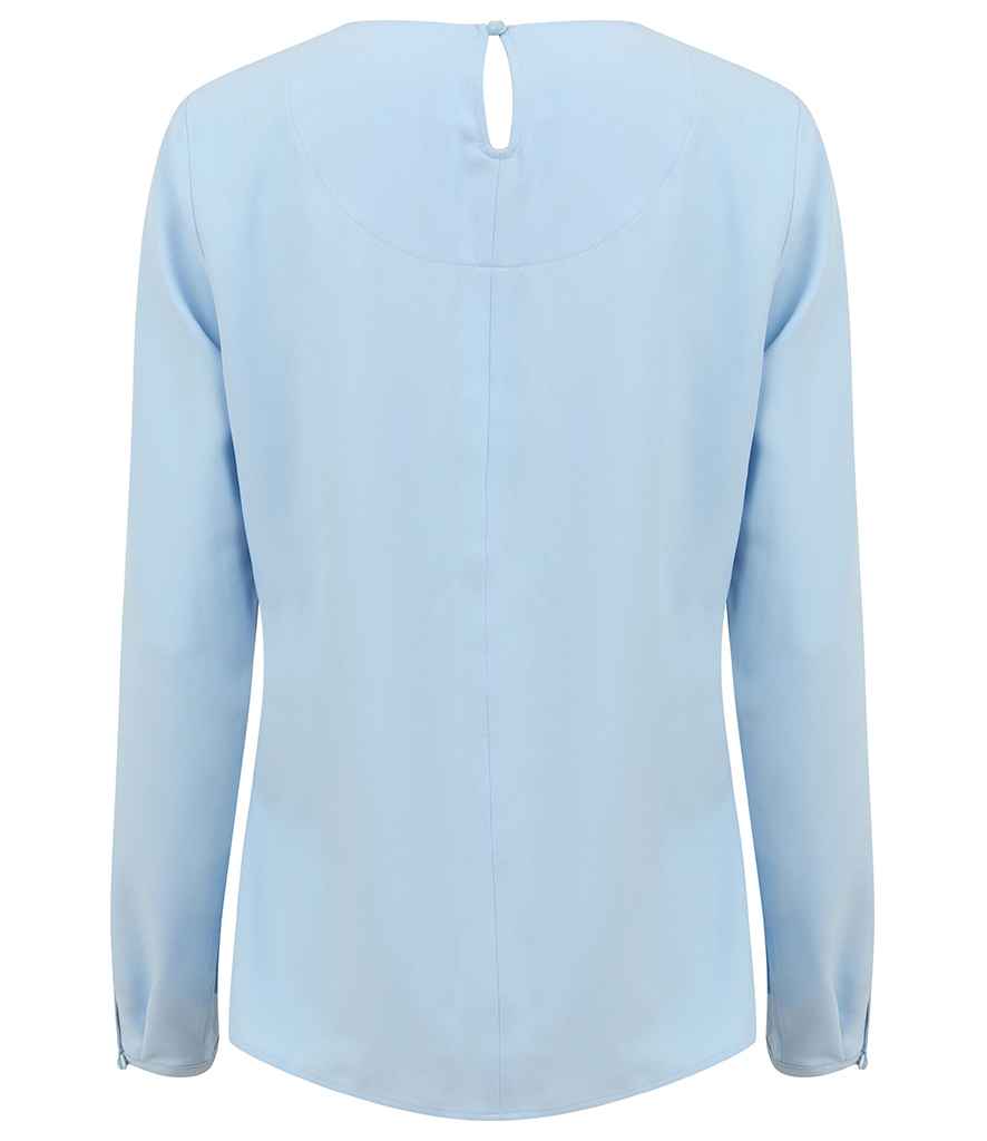 Henbury Ladies Pleat Front Long Sleeve Blouse in by Henbury — Custom branded clothing by Print Press, featuring premium embroidery produced in our specialist print lab in the UK.