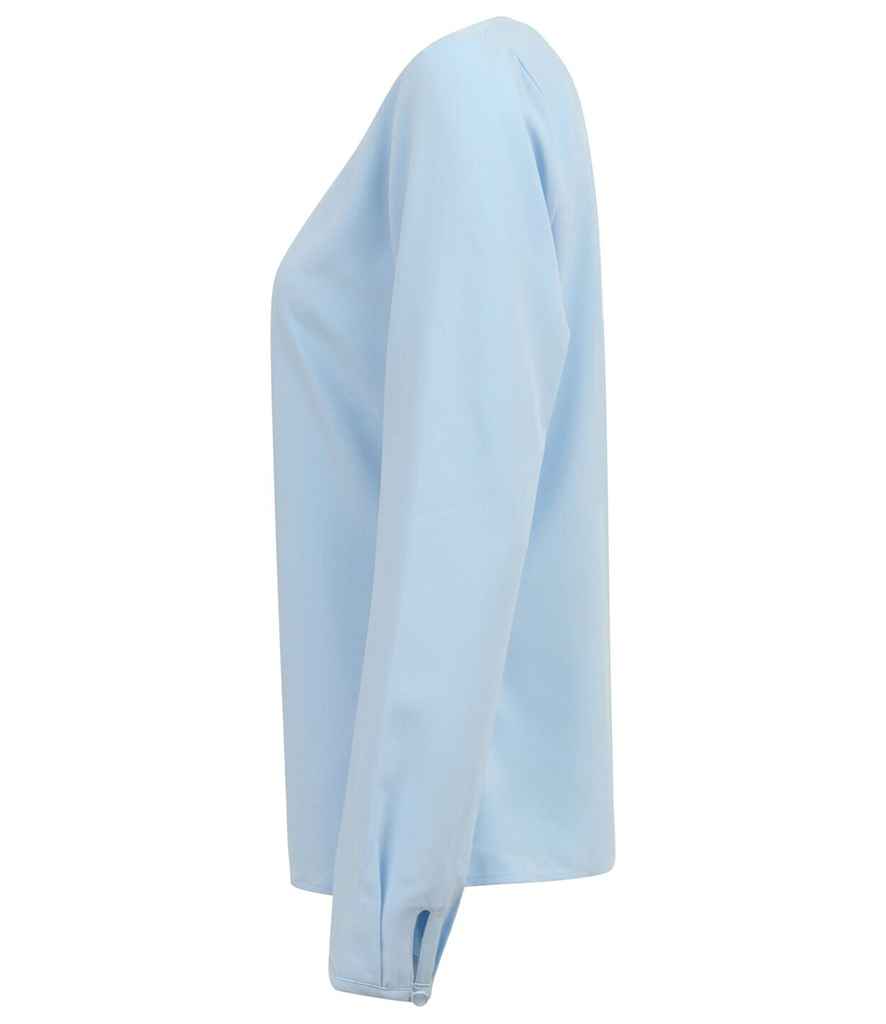 Henbury Ladies Pleat Front Long Sleeve Blouse in by Henbury — Custom branded clothing by Print Press, featuring premium embroidery produced in our specialist print lab in the UK.