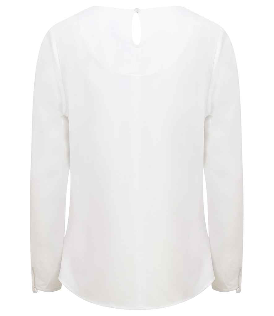 Henbury Ladies Pleat Front Long Sleeve Blouse in by Henbury — Custom branded clothing by Print Press, featuring premium embroidery produced in our specialist print lab in the UK.