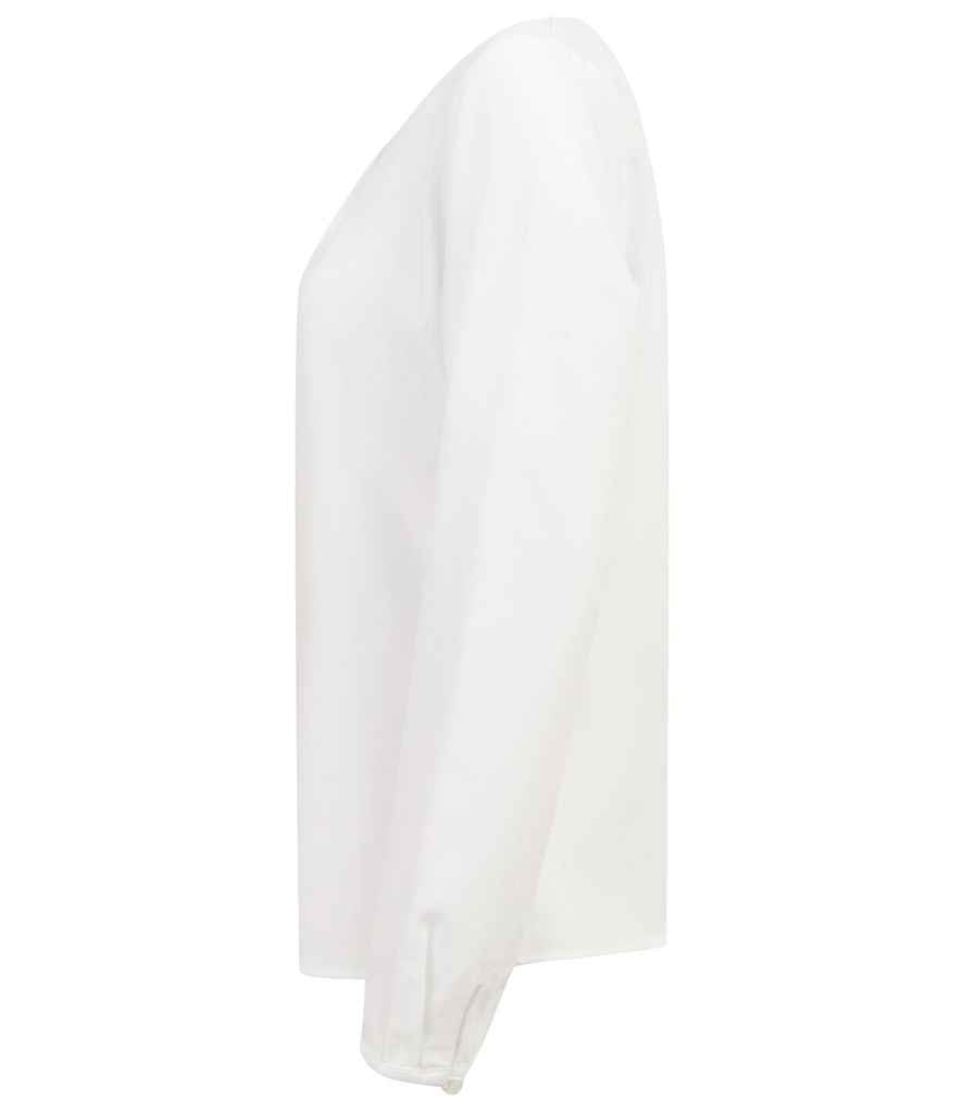 Henbury Ladies Pleat Front Long Sleeve Blouse in by Henbury — Custom branded clothing by Print Press, featuring premium embroidery produced in our specialist print lab in the UK.