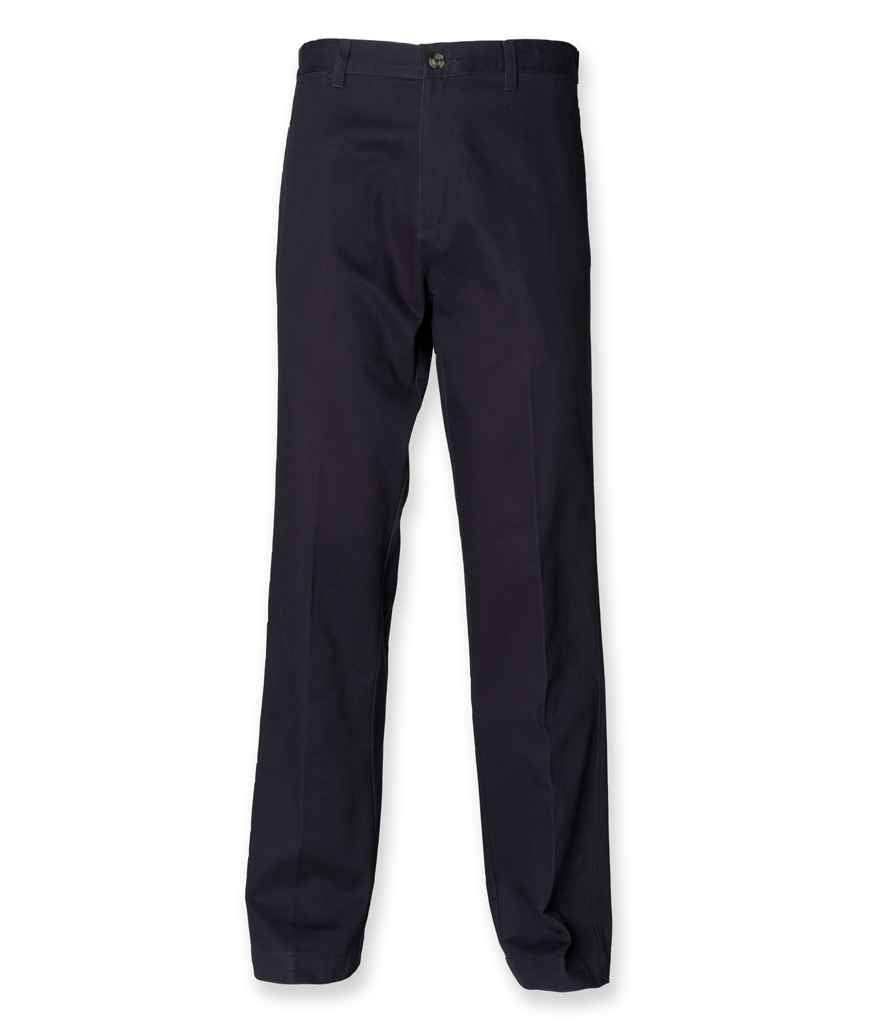 Henbury Flat Fronted Chino Trousers in by Henbury — Custom branded clothing by Print Press, featuring premium embroidery produced in our specialist print lab in the UK.