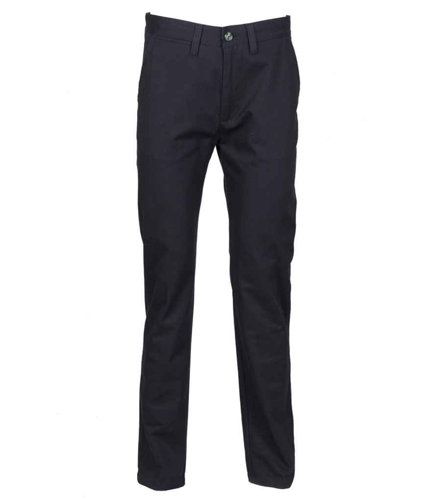 Henbury Ladies 65/35 Flat Fronted Chino Trousers in Navy by Henbury — Custom branded clothing by Print Press, featuring premium embroidery produced in our specialist print lab in the UK.
