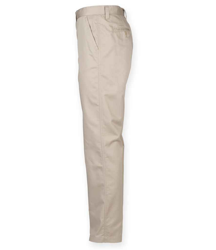 Henbury Ladies 65/35 Flat Fronted Chino Trousers in by Henbury — Custom branded clothing by Print Press, featuring premium embroidery produced in our specialist print lab in the UK.