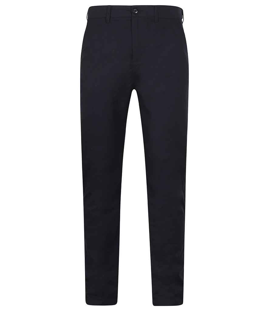 Henbury Stretch Flex Waistband Chino Trousers in Navy by Henbury — Custom branded clothing by Print Press, featuring premium embroidery produced in our specialist print lab in the UK.
