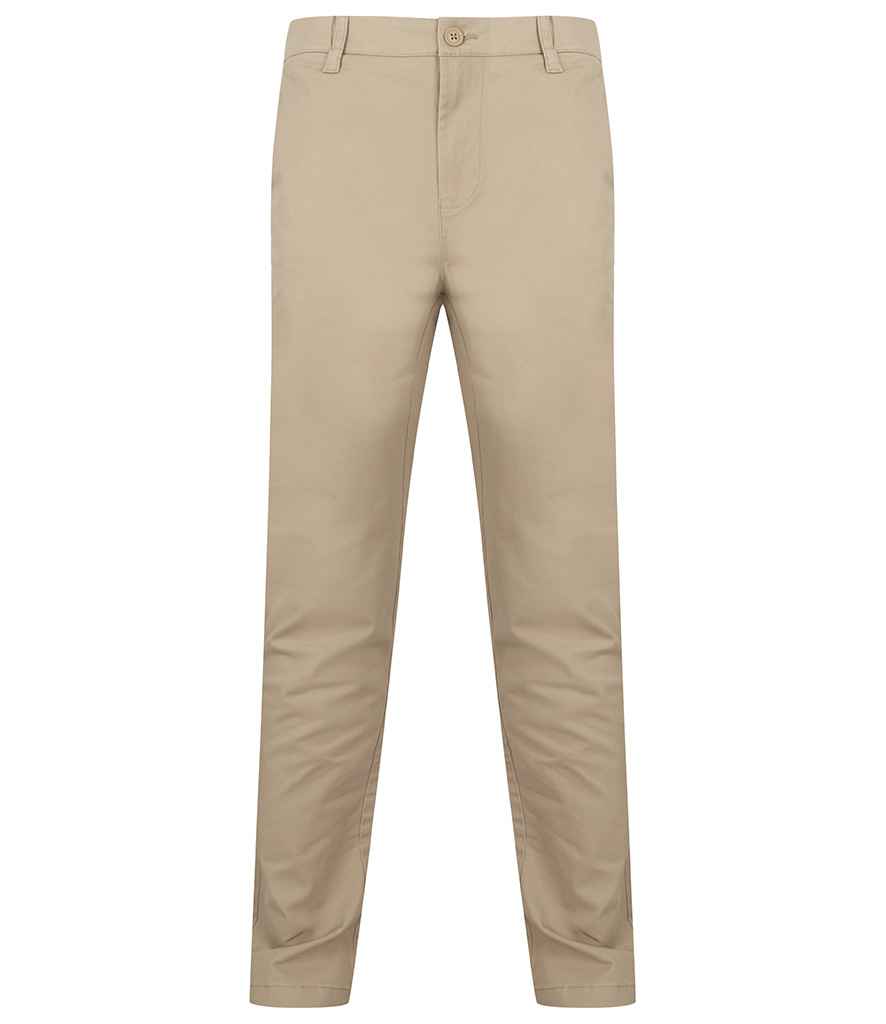 Henbury Stretch Flex Waistband Chino Trousers in by Henbury — Custom branded clothing by Print Press, featuring premium embroidery produced in our specialist print lab in the UK.