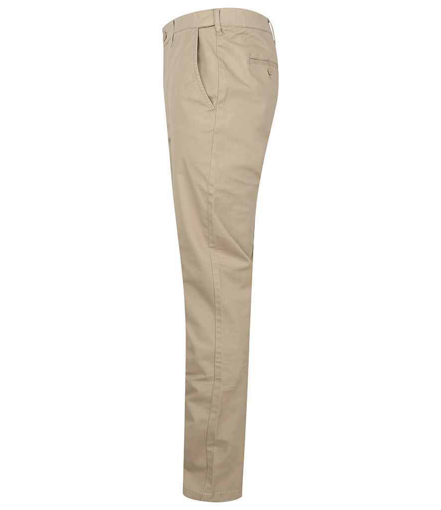 Henbury Stretch Flex Waistband Chino Trousers in by Henbury — Custom branded clothing by Print Press, featuring premium embroidery produced in our specialist print lab in the UK.