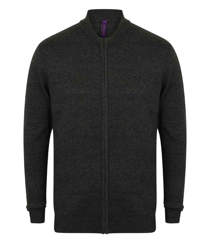 Henbury Unisex Zip Through Cardigan in Grey Marl by Henbury — Custom branded clothing by Print Press, featuring premium embroidery produced in our specialist print lab in the UK.