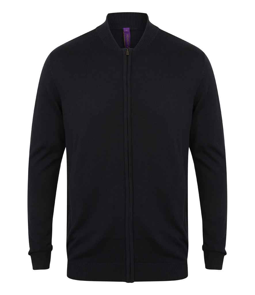 Henbury Unisex Zip Through Cardigan in Navy by Henbury — Custom branded clothing by Print Press, featuring premium embroidery produced in our specialist print lab in the UK.