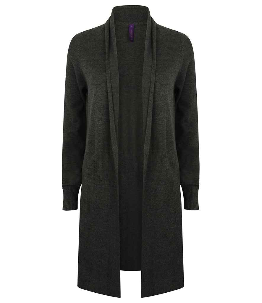 Henbury Ladies Longline Open Cardigan in Grey Marl by Henbury — Custom branded clothing by Print Press, featuring premium embroidery produced in our specialist print lab in the UK.