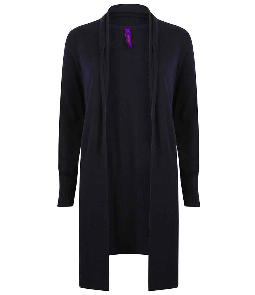 Henbury Ladies Longline Open Cardigan in Navy by Henbury — Custom branded clothing by Print Press, featuring premium embroidery produced in our specialist print lab in the UK.