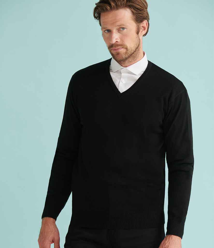 Henbury Lightweight Cotton Acrylic V Neck Sweater in by Henbury — Custom branded clothing by Print Press, featuring premium embroidery produced in our specialist print lab in the UK.